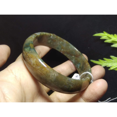 18.56圍海洋瑪瑙手鐲水草瑪瑙手鐲玉鐲鐲子手環異象綠色苔蘚海藻玉海草玉平安鐲扁口鐲珠寶玉石首飾飾品