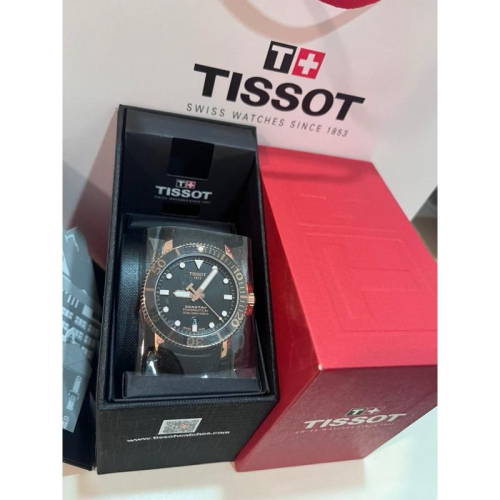 Tissot seastar 1000系列 玫瑰金款 機械錶 矽膠錶帶✅