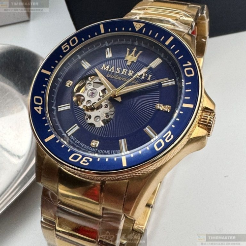 MASERATI手錶,編號R8823140004,44mm金色錶殼,金色錶帶款