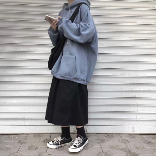 秋冬季學生休閑運動套裝女韓版寬松衛衣減齡半身裙網紅時尚兩件套