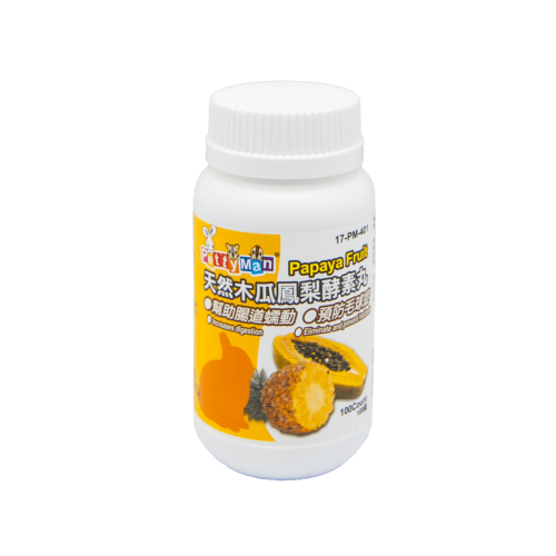 Petty man PTM營養保健 天然木瓜鳳梨酵素丸 100顆 幫助消化 預防毛球症 倉鼠 兔子 天竺鼠