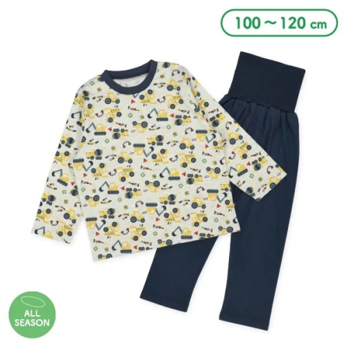 西松屋 ALL SEASON 長袖卷腹套裝 護肚裝 工程車 (100cm/110cm) 四季著用 居家服 睡衣