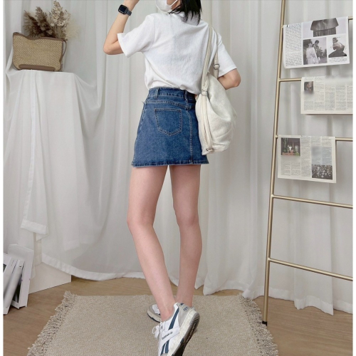 [H lovely]A字牛仔短裙-美式甜辣 最愛廠商 牛仔裙 短裙 裙子 丹寧 半身裙 OOTD INS