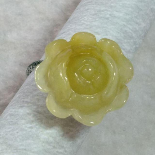 ?花開富貴?天然緬甸玉A貨翡翠-黃翡 玫瑰花 手工編織 戒【92jade 遇見善緣】現貨特惠 翡翠戒指 母親節禮物