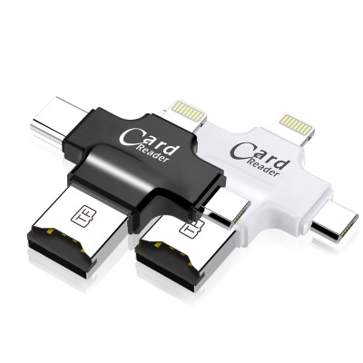四合一 OTG 讀卡機 Lightning + USB + MicroUSB + Type C J-14743