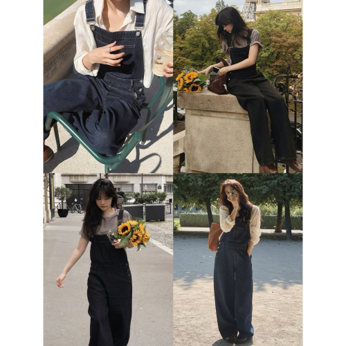 日常基本寬鬆背帶褲 pants （ slowand 自訂款 ） 吊帶褲 長褲 牛仔褲 連身褲