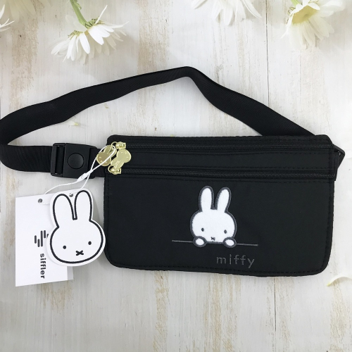 日本 miffy 米飛兔 輕薄 迷你腰包(黑色)✈日本直送｜小鶴日貨