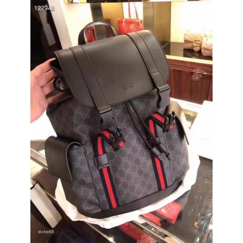 GUCCI古馳雙肩包簡約耐看又酷又颯的奢華男女皆可百搭黑色進口牛皮邊時尚簡約潮流大容量出門必備送男友禮物休閒 逛街