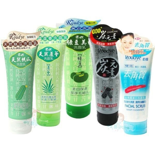 柔蝶 洗面乳 天然蘆薈/絲瓜/綠豆美白/炭元素/去角質 200g 五款供選 【美麗密碼】