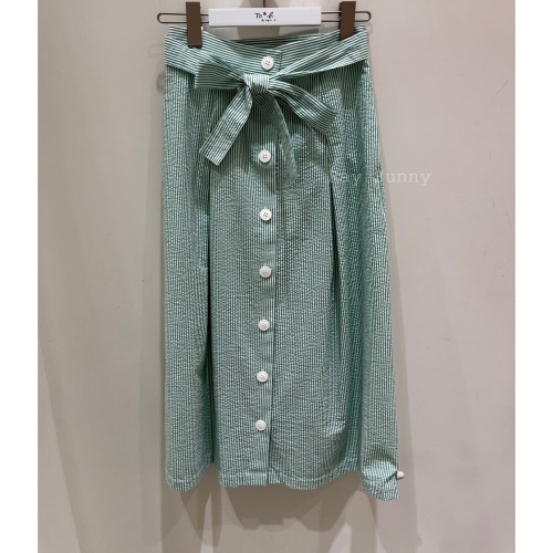 RS代購 - Agnes b全新正品優惠 Agnes b女裝-To be 條紋中長半身裙 贈送品牌袋子