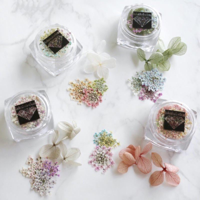 日式押花寶盒 蕾絲花 紫陽花 繡球金箔 天然押花 乾花 干花 混裝美甲干花