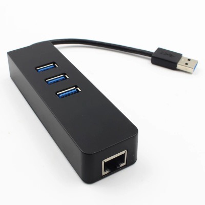 環保包裝_USB3.0轉RJ45網卡10/100/1000M千兆網卡含HUB 3.0免驅動程式 J-14486