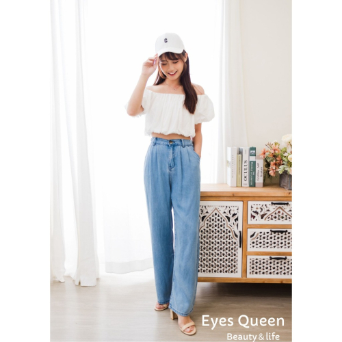 [Eyes Queen] 現貨 天絲牛仔寬褲 天絲長褲 天絲鬆緊腰長褲 天絲牛仔褲 牛仔寬褲 涼感牛仔褲 牛仔褲 寬褲