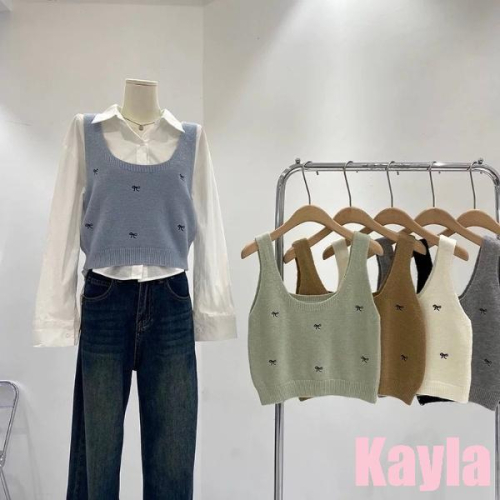 預購?免運? 蝴蝶結針織馬甲背心 A1254 #Kayla.girl #少女愷拉