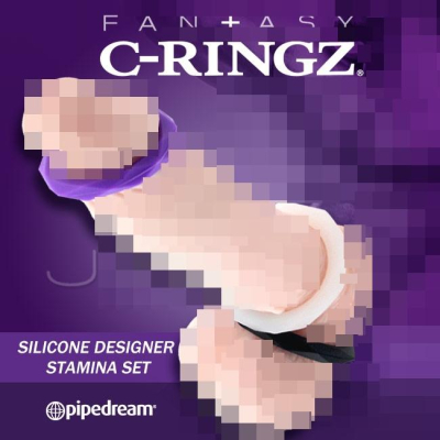 【送270ml潤滑液】美國原裝進口PIPEDREAM．Fantasy C-Ringz系列-矽膠大師 鎖精耐力套裝3入組