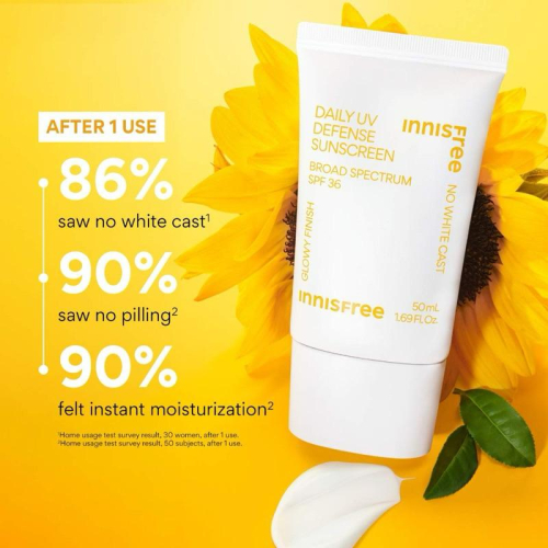 現貨 Innisfree 悅詩風吟防曬乳 SPF36 防曬霜50ml 無白痕 清爽保濕 玻尿酸 向日葵綠茶精華