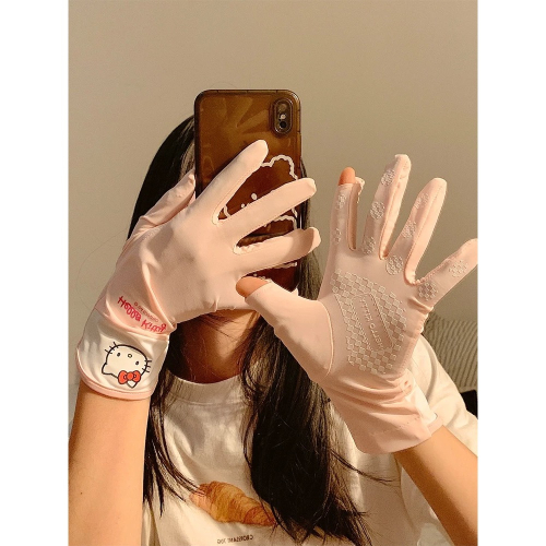 正品 kitty露指可愛冰絲防曬手套 女款夏季防紫外線