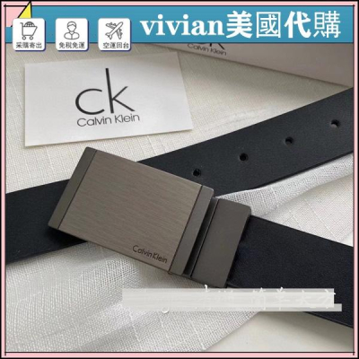 vivian美國代購✨正品 Calvin Klein 男士真皮皮帶男 ck男生皮帶 商務腰帶 皮帶 雙扣頭皮帶禮盒套裝
