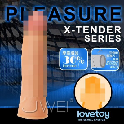 【送270ml潤滑液】Lovetoy．PLEASURE 可增粗30%增長1吋-擬真加長套-A(肉色)