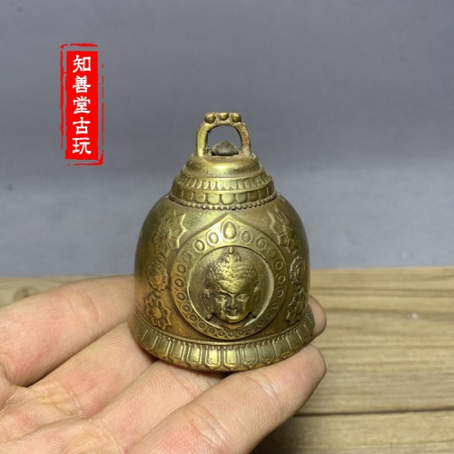 仿古古玩銅器收藏銅鈴鐺老銅藏鈴手工純銅製作精美佛頭銅鈴新品包