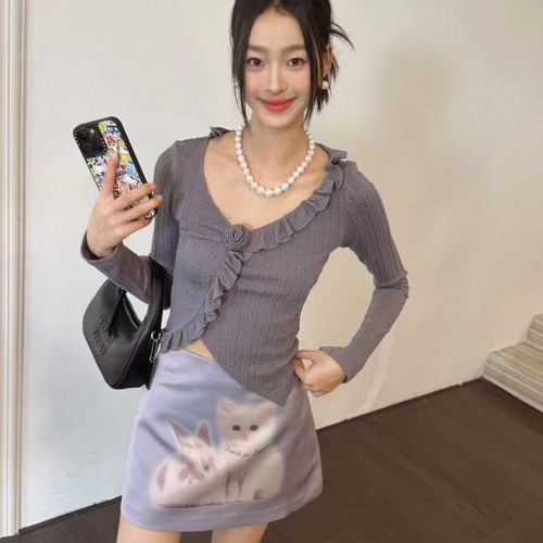 Courreges 短裙 裙子 小狗狗A字裙 舒服透氣，顯瘦修身 精緻針織♥️甜美好氣質 私留推