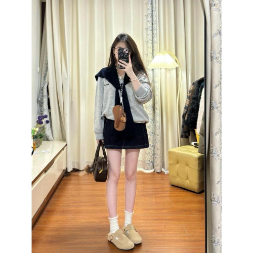 ????｜現貨+預購♡韓系穿搭春秋套裝針織上衣披肩+牛仔褲裙