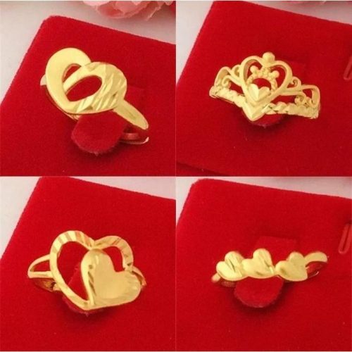 高度仿真24K金女用黃金戒指， 活動式戒圍可調，K金戒指，不掉色 H05