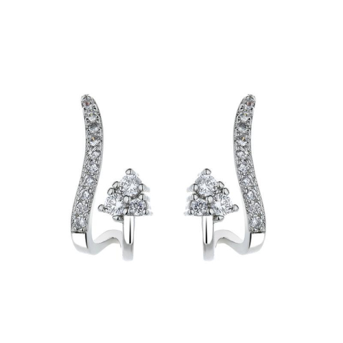 B548．弧形鑲鑽耳環 氣質冷淡風耳環 耳墜 耳飾 耳釘 耳扣 不褪色 抗敏耳針 防過敏 日韓版銀飾飾品