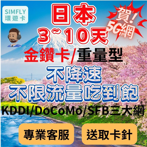 ?【24H寄出】3~7天 日本金鑽卡不降速無限量吃到飽 KDDI 軟銀 東京 大阪 京都 北海道 沖繩 九州 石垣