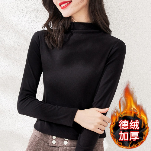 德絨高領白色打底衫女內搭秋冬年新款加絨加厚長袖洋氣上衣服