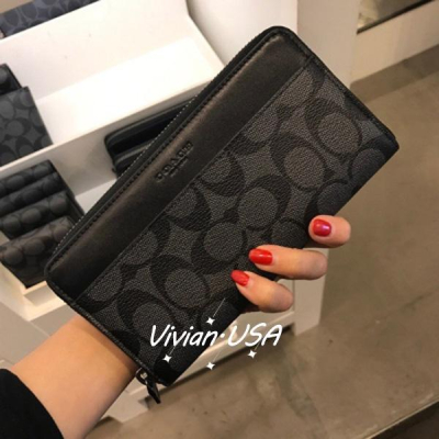 vivian美國代購✨正品 coach 男款長夾 手拿包 錢包 男生皮夾 男生長夾 F74597 男生錢包 男用長夾