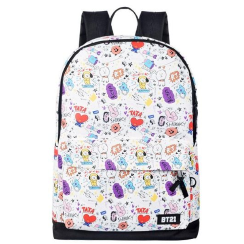 BT21 滿版塗鴉後背包 （含束口收納袋） BTS 聯名 書包 後背包