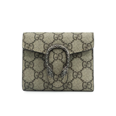 【GUCCI 古馳】 GUCCI DIONYSUS 馬蹄扣 短夾 [棕] __DVSHOP 保證正貨 台灣現貨不用等