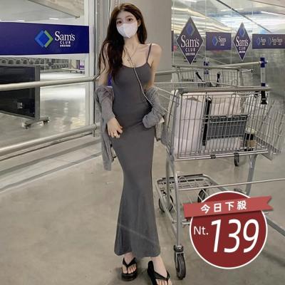【台灣發貨】韓版顯瘦吊帶長版洋裝 連身裙 吊帶裙 吊帶褲 女裝【S251】
