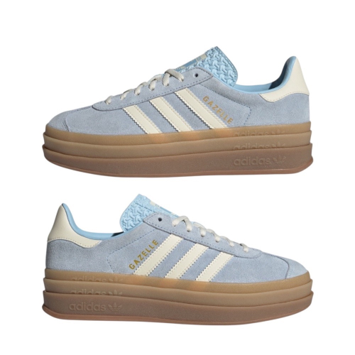 ?adidas GAZELLE BOLD休閒鞋 水藍白色｜水藍色｜淺藍色｜白色｜焦糖底｜皮革｜麂皮｜平底鞋｜增高鞋｜德