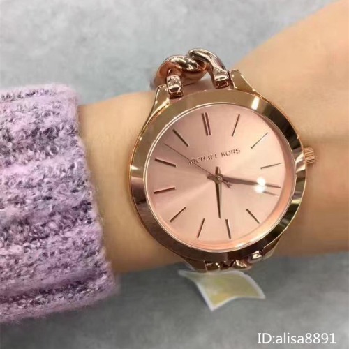 Michael Kors手錶 MK玫瑰金色鋼帶錶 女生手鐲手錶 時尚潮流女錶 大直徑石英手錶 百搭石英錶 MK3223