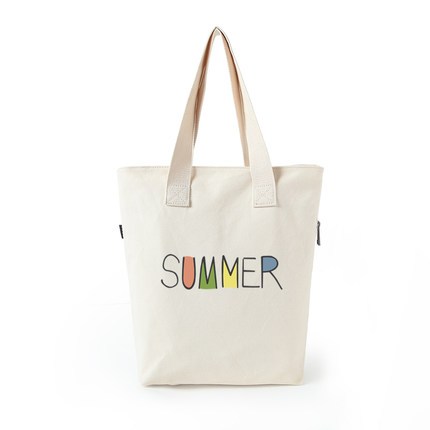 品名: 韓版簡約單肩包文藝大包大容量學生帆布包手提包(SUMMER)(白色) J-14234