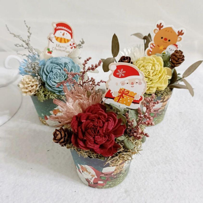 eflora 歡樂聖誕玫瑰蛋糕花 材料包 聖誕禮物客製化禮物