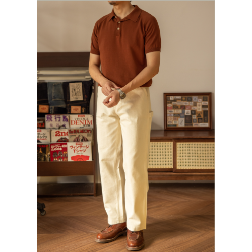 RT 米白色工裝褲 畫家褲 中高腰 寬鬆 工作褲 Painter Trousers