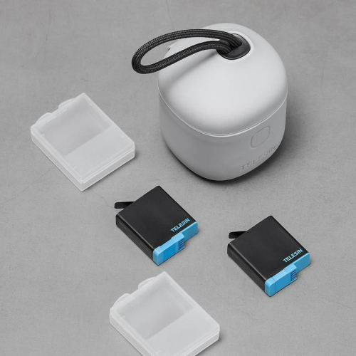 三重☆大人氣☆TELESIN 副廠 GoPro HERO 6 7 8 可裝卡 吊繩 收納盒 充電器+全解碼副廠電池x2
