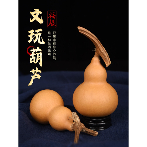 天然文玩葫蘆精品小手捻把玩手把件帶龍頭隨身迷你男家居擺件