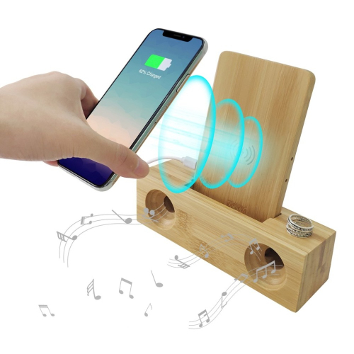 夢樂園3c 無線充電 竹製 手機 無線 擴音 充電 支架底座 充電盤 iphone 無線充電器