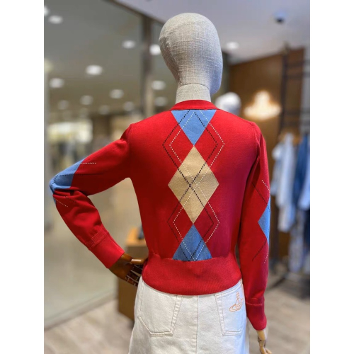 Vivienne Westwood 針織外套 小外套 經典土星標識好氣質英倫針織開衫 極簡土星幾何印花V領針織外套