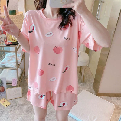 B018 韓國風舒適睡衣水蜜桃可愛短褲寬鬆可家居服套裝
