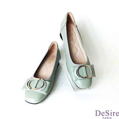 【DeSire】質感真皮金屬飾釦低跟鞋(1137014)