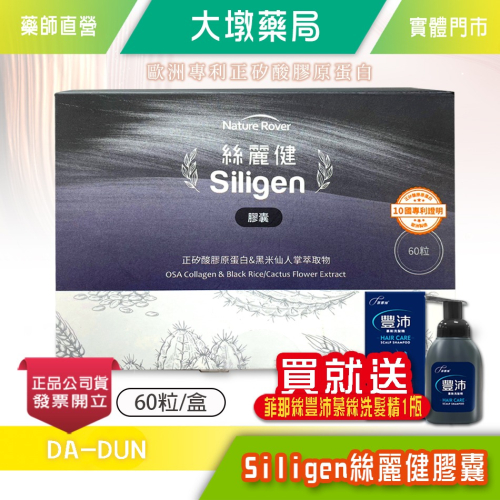 ☆買就送☆ Siligen絲麗健膠囊 60粒/盒(贈:豐沛慕絲洗髮精)膠原蛋白 黑米仙人掌萃取物 專利頭髮保養》大墩藥局