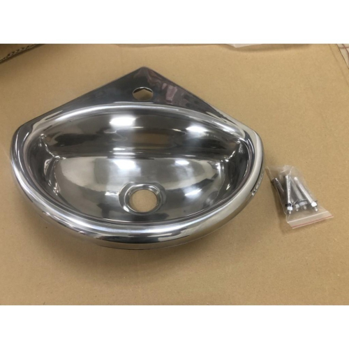 蝴蝶衛浴~【台製ST面盆】304不鏽鋼轉角面盆(小)ST面盆角落用.單冷立栓盆.單冷水面盆.立栓孔盆.