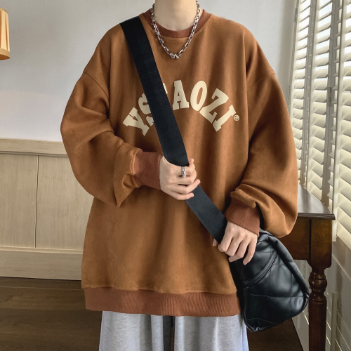 『癮品流行』文藝男 大碼字母印花長上衣男 2023秋季寬鬆百搭 港風潮流ins 薄款 韓版日系學生長T 休閒