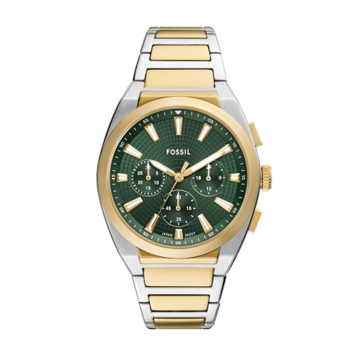 FOSSIL Everett 美式綠面三眼計時手錶 44MM FS6106