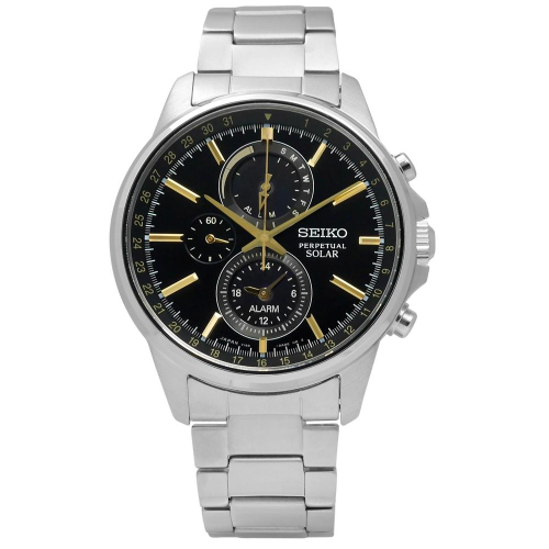 SEIKO SPIRIT 卓越環保太陽能三眼腕錶(SBPJ007J)-黑/41mm